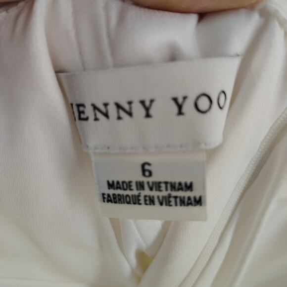 Jenny Yoo Marcelle Detachable Puff Sleeves Midi Ivory Dress Size 6 - Picture 5 of 16